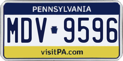PA license plate MDV9596