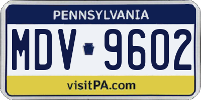 PA license plate MDV9602