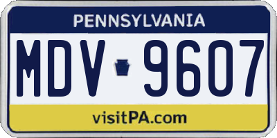 PA license plate MDV9607