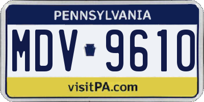 PA license plate MDV9610