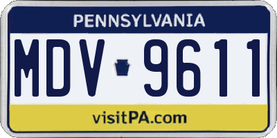 PA license plate MDV9611
