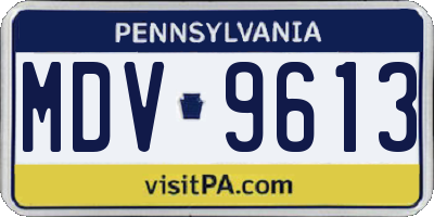 PA license plate MDV9613