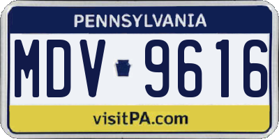 PA license plate MDV9616