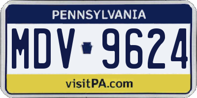 PA license plate MDV9624