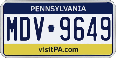 PA license plate MDV9649