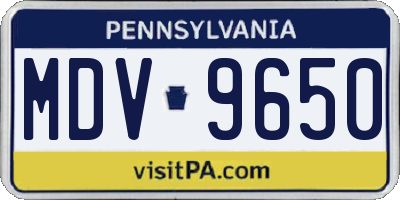 PA license plate MDV9650