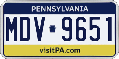 PA license plate MDV9651