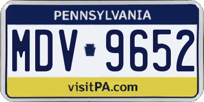 PA license plate MDV9652