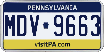PA license plate MDV9663