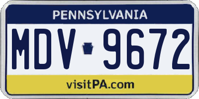 PA license plate MDV9672