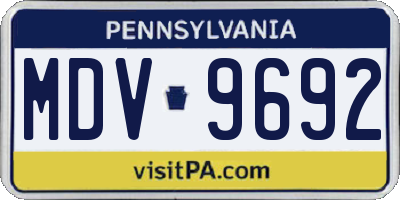 PA license plate MDV9692