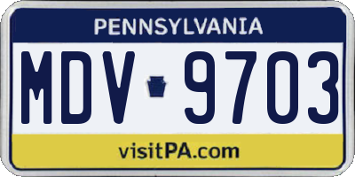 PA license plate MDV9703