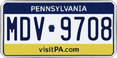 PA license plate MDV9708