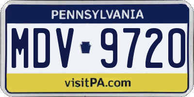 PA license plate MDV9720