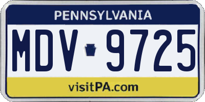 PA license plate MDV9725