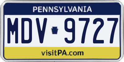 PA license plate MDV9727