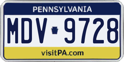 PA license plate MDV9728