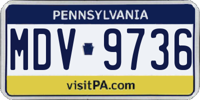 PA license plate MDV9736