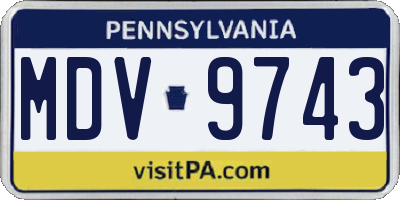 PA license plate MDV9743