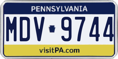 PA license plate MDV9744