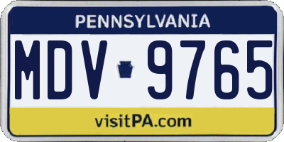 PA license plate MDV9765