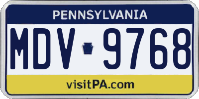 PA license plate MDV9768
