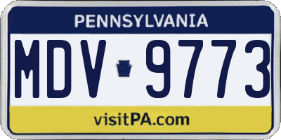 PA license plate MDV9773