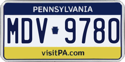 PA license plate MDV9780