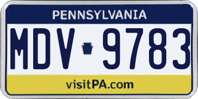 PA license plate MDV9783
