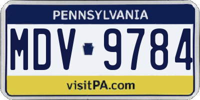 PA license plate MDV9784