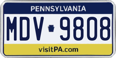 PA license plate MDV9808