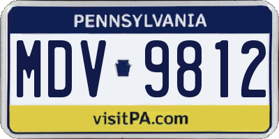 PA license plate MDV9812