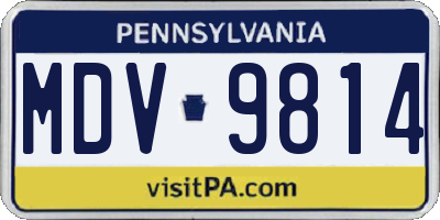 PA license plate MDV9814