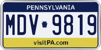 PA license plate MDV9819