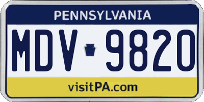 PA license plate MDV9820