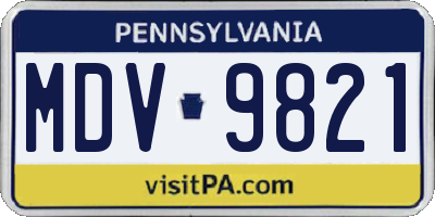 PA license plate MDV9821