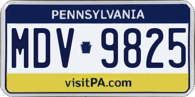 PA license plate MDV9825