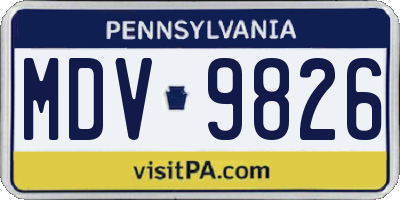 PA license plate MDV9826