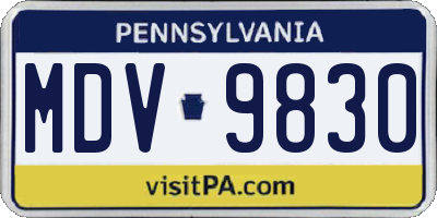 PA license plate MDV9830
