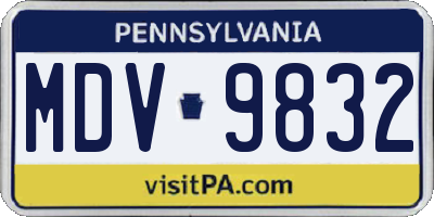 PA license plate MDV9832