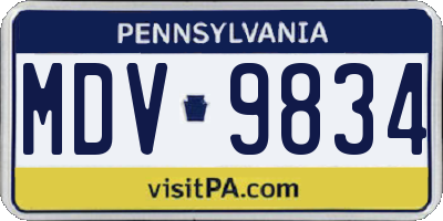 PA license plate MDV9834
