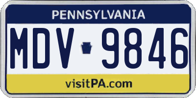 PA license plate MDV9846