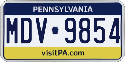 PA license plate MDV9854