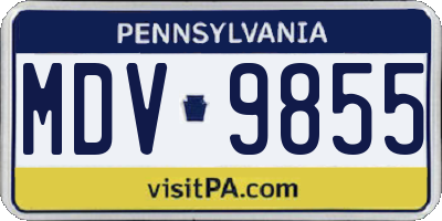 PA license plate MDV9855
