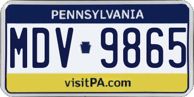 PA license plate MDV9865