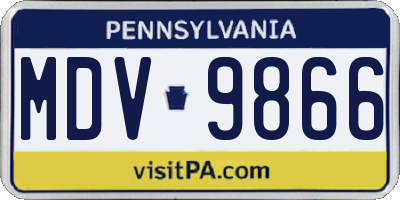 PA license plate MDV9866