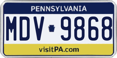 PA license plate MDV9868