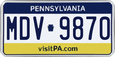 PA license plate MDV9870