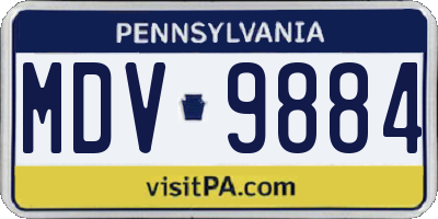 PA license plate MDV9884