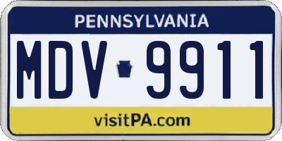 PA license plate MDV9911